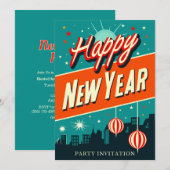 Retro Oudjaarfeest Kaart (Voorkant / Achterkant)