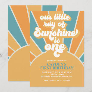 Retro Our Little Sunshine Boy Eerste Verjaardagsui Kaart