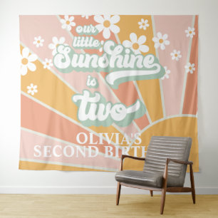 Retro Our Little Sunshine Daisy Verjaardagsbanner  Wandkleed