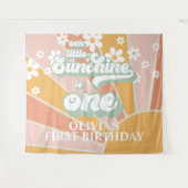 Retro Our Little Sunshine Daisy Verjaardagsbanner Wandkleed (Voorkant (horizontaal))