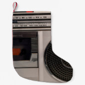 Retro outdated portable stereo radio cassette reco kleine kerstsok (Voorkant)