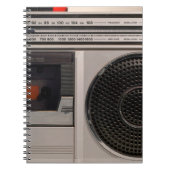 Retro outdated portable stereo radio cassette reco notitieboek (Voorkant)