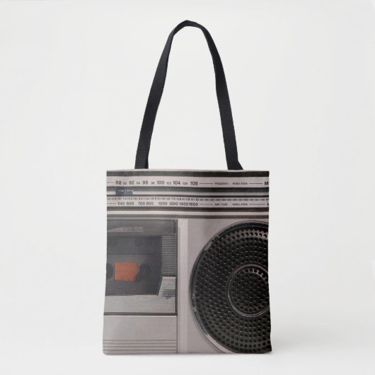 Retro outdated portable stereo radio cassette reco tote bag (Voorkant)