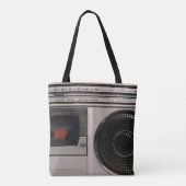 Retro outdated portable stereo radio cassette reco tote bag (Achterkant)
