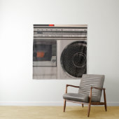 Retro outdated portable stereo radio cassette reco wandkleed (In situ)