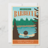 Retro Outdoor BBQ Uitnodigen Kaart (Voorkant)