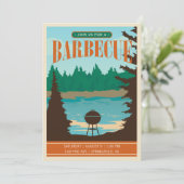 Retro Outdoor BBQ Uitnodigen Kaart (Staand voorkant)