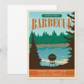 Retro Outdoor BBQ Uitnodigen Kaart (Voorkant / Achterkant)