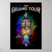 Retro Outer Space art with Space Ship and Planets Poster (Voorkant)