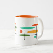 Retro Oval Dot Lines Tweekleurige Koffiemok (Voorkant rechts)