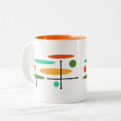 Retro Oval Dot Lines Tweekleurige Koffiemok (Voorkant links)