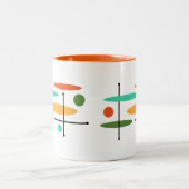 Retro Oval Dot Lines Tweekleurige Koffiemok (Center)