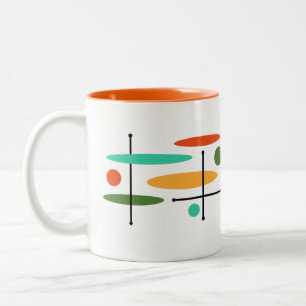 Retro Oval Dot Lines Tweekleurige Koffiemok
