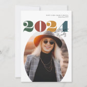 Retro Ovale Moderne Klasse van 2024 Foto Afstudere Kaart (Voorkant)