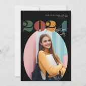 Retro Ovale Moderne Klasse van 2024 Foto Afstudere Kaart (Voorkant)