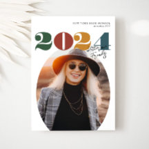 Retro Ovale Moderne Klasse van 2024 Foto Afstudere