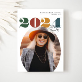 Retro Ovale Moderne Klasse van 2024 Foto Afstudere Kaart