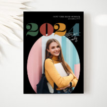 Retro Ovale Moderne Klasse van 2024 Foto Afstudere