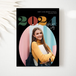 Retro Ovale Moderne Klasse van 2024 Foto Afstudere Kaart