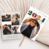 Retro Ovale Moderne Klasse van 2024 Foto Afstudere Kaart