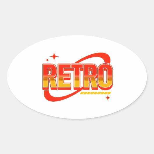 Retro. Ovale Sticker (Voorkant)