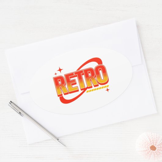 Retro. Ovale Sticker (Envelop)