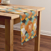 Retro Ovale Vormen Sinaasappel Blauwgroen Goud Mon Medium Tafelloper (Voorbeeld)