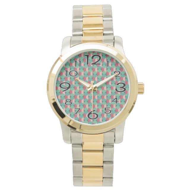 Retro-ovalen en halve cirkels horloge (Voorkant)