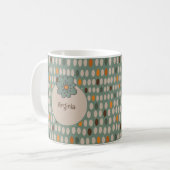 Retro Ovals & Blauwgroen Flower Gepersonaliseerd Koffiemok (Voorkant links)