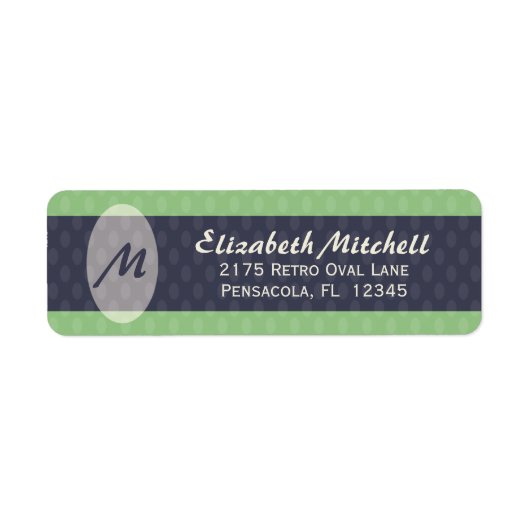 Retro Ovals Monogram retouradres Label - MOSS (Voorkant)