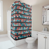 Retro Ovals Peach Teal Brown  Bath Towel Set Incip Douchegordijn (In situ)