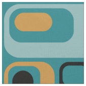 retro ovals teal mustard black aqua indigo stof (Close Up)