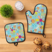 Retro ovenwant & pannenlap set (Top down)