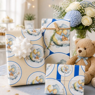 Retro Over the Moon Baby Shower Inpakpapier Vel