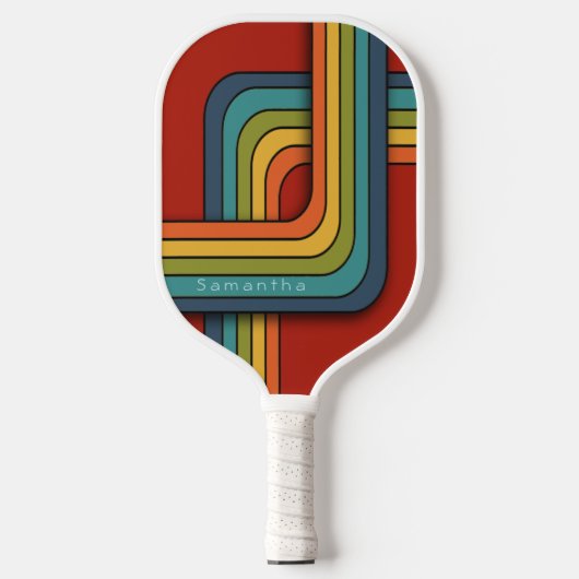 Retro overlappende racecircuits Crimson Pickleball Paddle (Voorkant)