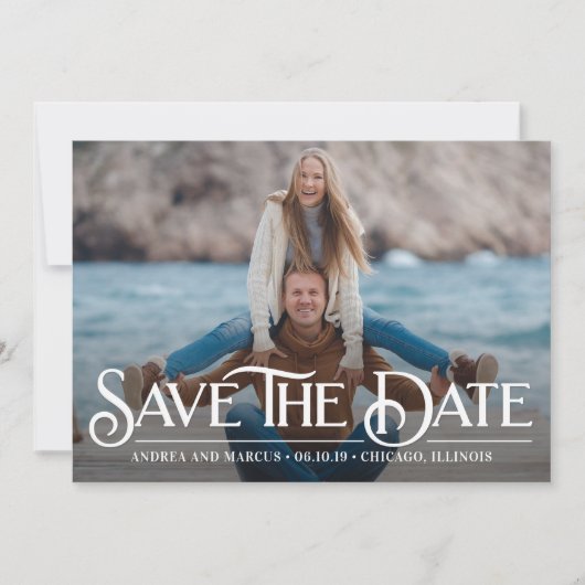 Retro Overlay Modern opslaan Datumkaart Save The Date (Voorkant)