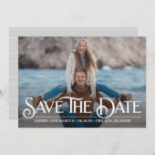 Retro Overlay Modern opslaan Datumkaart Save The Date (Voorkant / Achterkant)