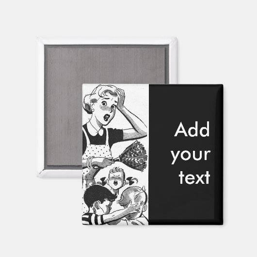 Retro Overweldigd mama Magneet (Voorkant / Achterkant)