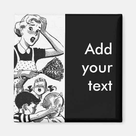 Retro Overweldigd mama Magneet (Voorkant)