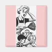 Retro Overweldigd mama Magneet (Voorkant)