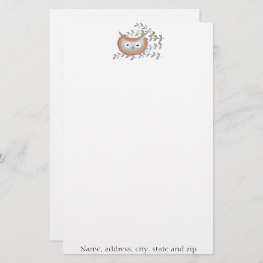 Retro Owl Aangepaste kantoorapparatuur Briefpapier (Voorkant / Achterkant)