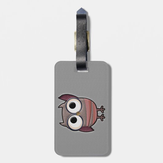 Retro Owl Bagagelabel (Achterkant verticaal)