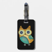 Retro  Owl Bagagelabel (Achterkant verticaal)