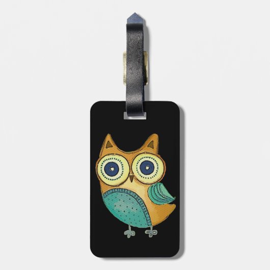 Retro  Owl Bagagelabel (Achterkant verticaal)