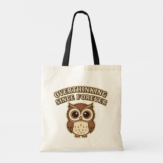 Retro Owl Deep Thoughts Canvas Tote Bag (Achterkant)