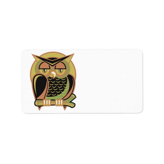 retro owl design etiket (Voorkant)
