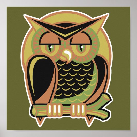 retro owl design poster (Voorkant)