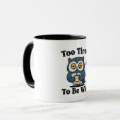 Retro Owl Exhausted Mood Color Inside Mug Mok (Voorkant links)