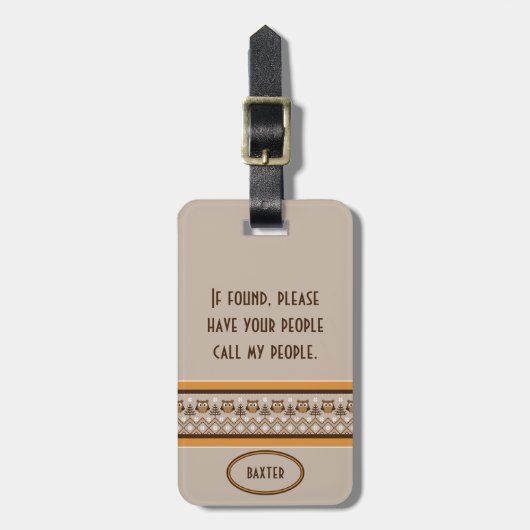 Retro Owl Gebreid Design Pet Carrier-Label Bagagelabel (Voorkant verticaal)