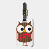 Retro Owl Girl met Flowers Bagagelabel (Voorkant verticaal)
